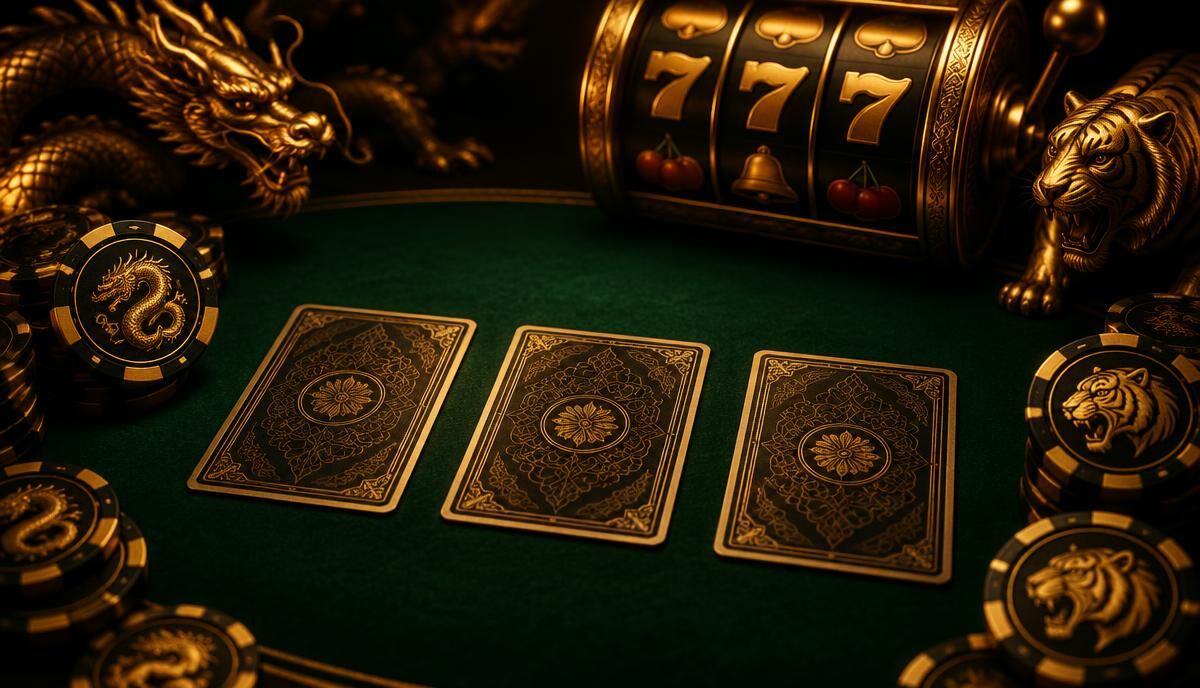 Face-down playing cards on a green table